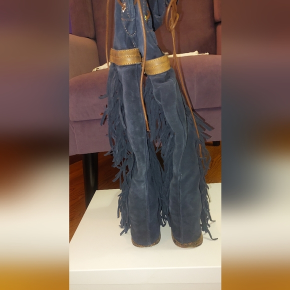 SOLD El Vaquero Coleen Drifter Tall Moccasin Boots Navy Brand New in Box - Picture 12 of 16